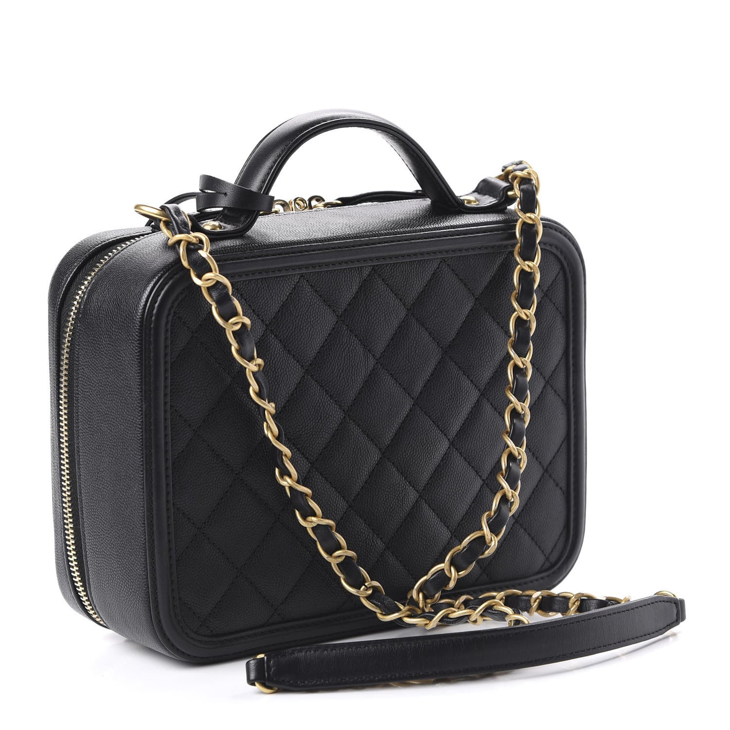 Caviar Quilted Medium CC Filigree Vanity Case Black