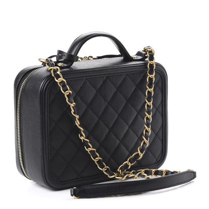 Chanel Caviar Quilted Medium CC Filigree Vanity Case Black 3 of 10