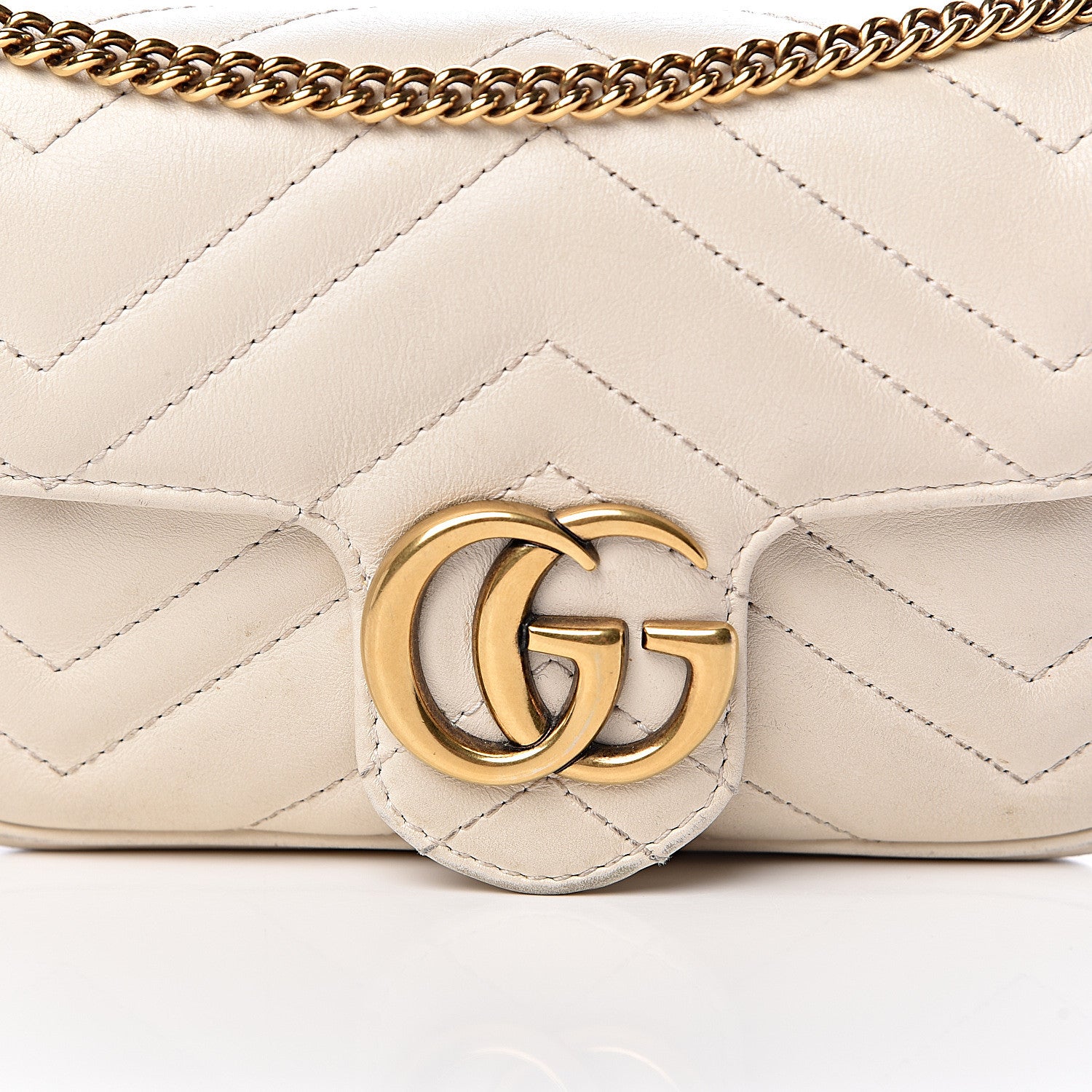 Gucci Calfskin Matelasse Super Mini GG Marmont Shoulder Bag White 15 of 16