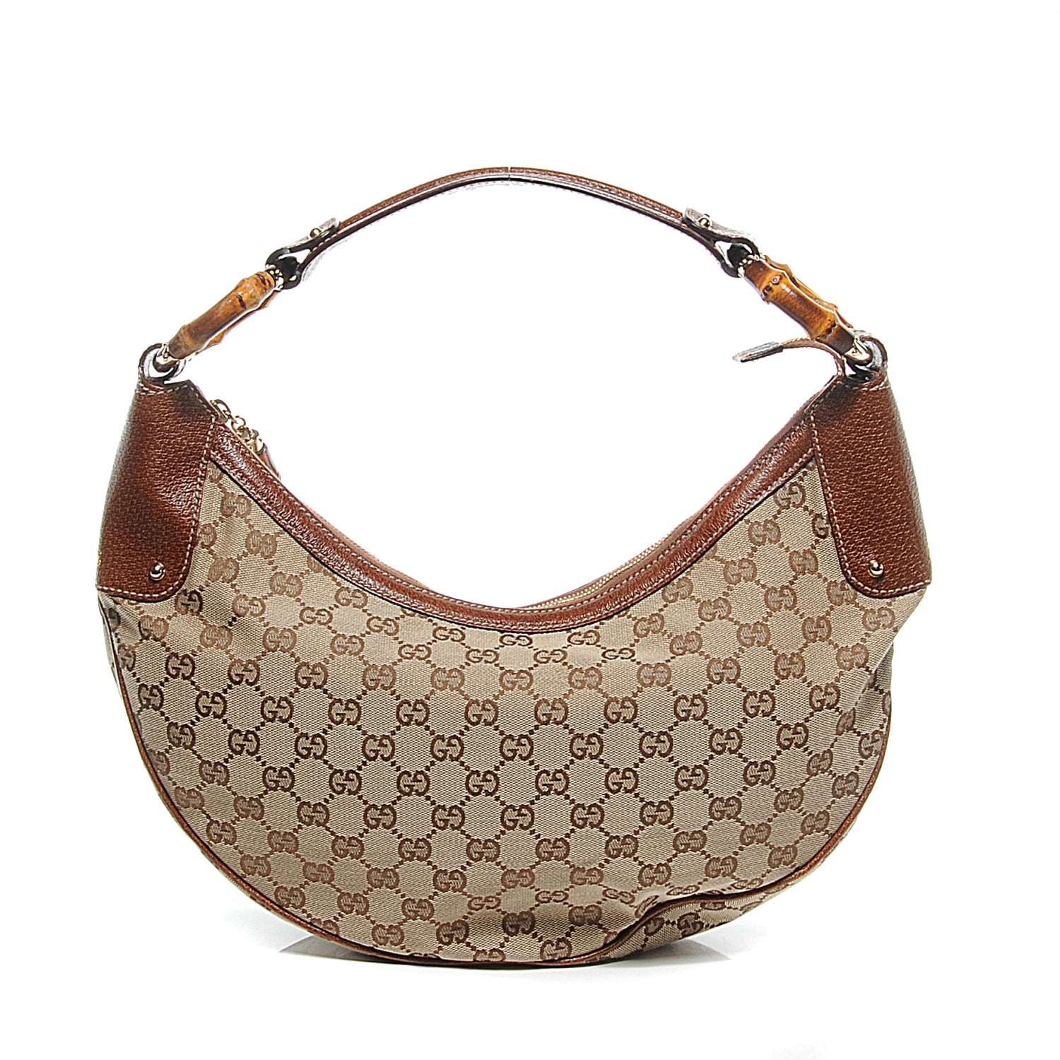 Gucci Monogram Web Bamboo Ring Hobo Brown 6 of 9