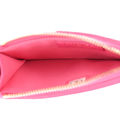 Chanel Caviar Quilted Flap Zip Card Holder Dark Pink 5 of 17