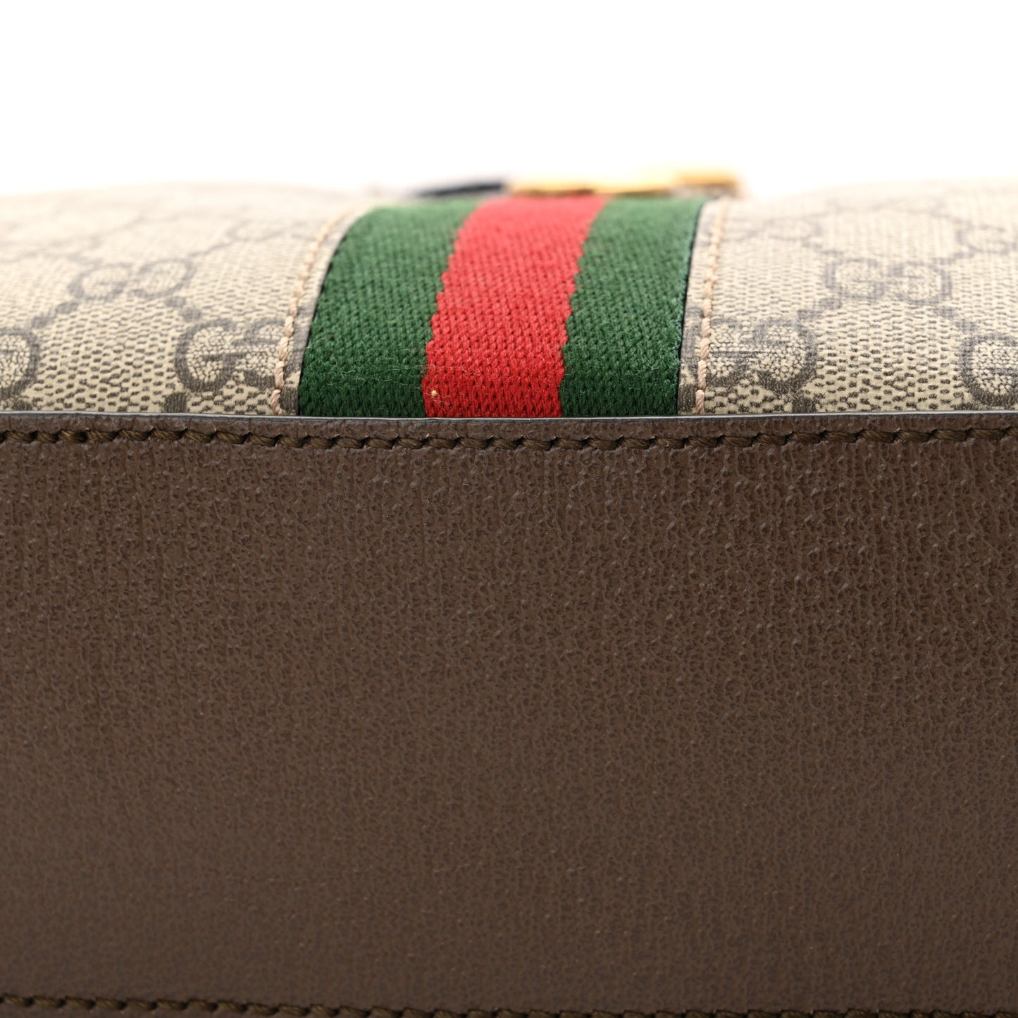 GG Supreme Monogram Textured Dollar Calfskin Web Ophidia Wristlet Shoulder Bag Beige Ebony New Acero