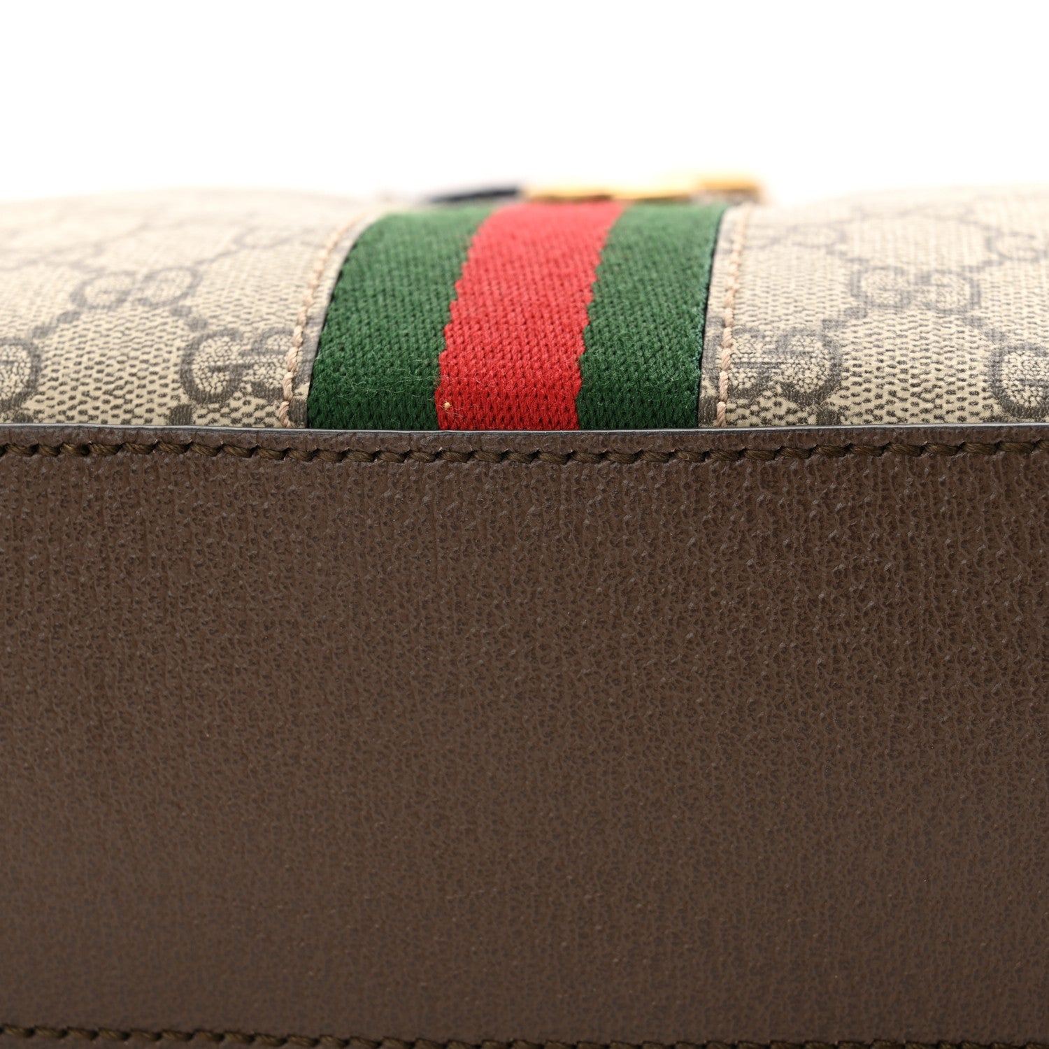 Gucci GG Supreme Monogram Textured Dollar Calfskin Web Ophidia Wristlet Shoulder Bag Beige Ebony New Acero 11 of 11