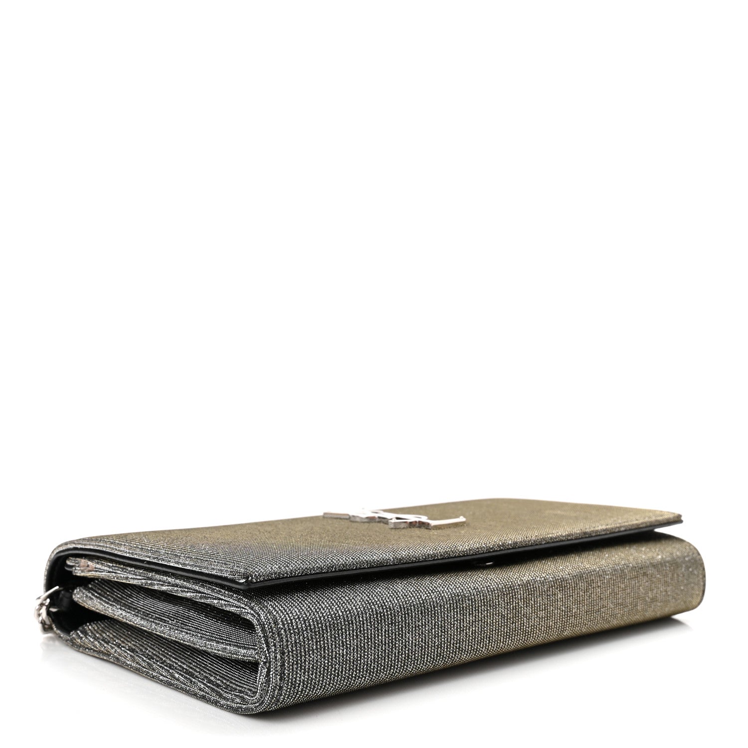 Saint Laurent Grained Metallic Calfskin Monogram Chain Wallet 3 of 12