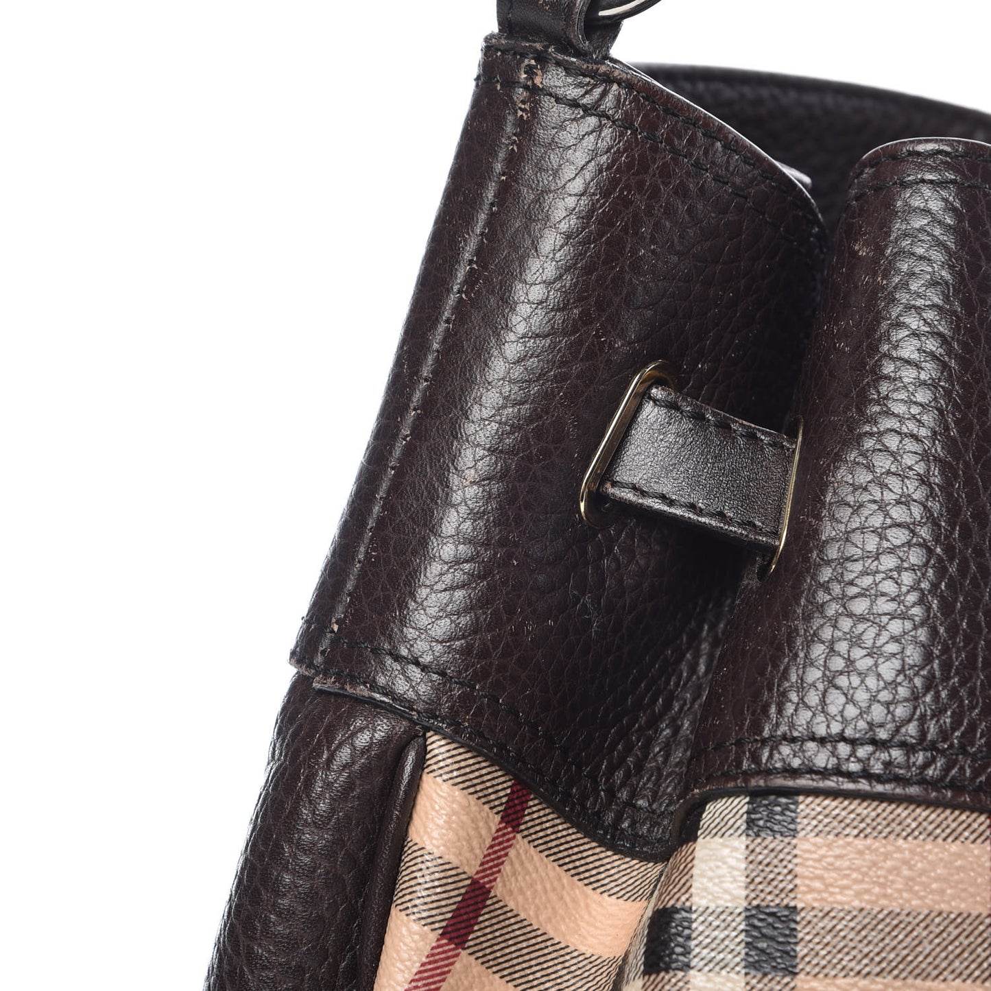 Grained Calfskin Haymarket Check Hobo Dark Brown