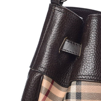 Burberry Grained Calfskin Haymarket Check Hobo Dark Brown 14 of 19