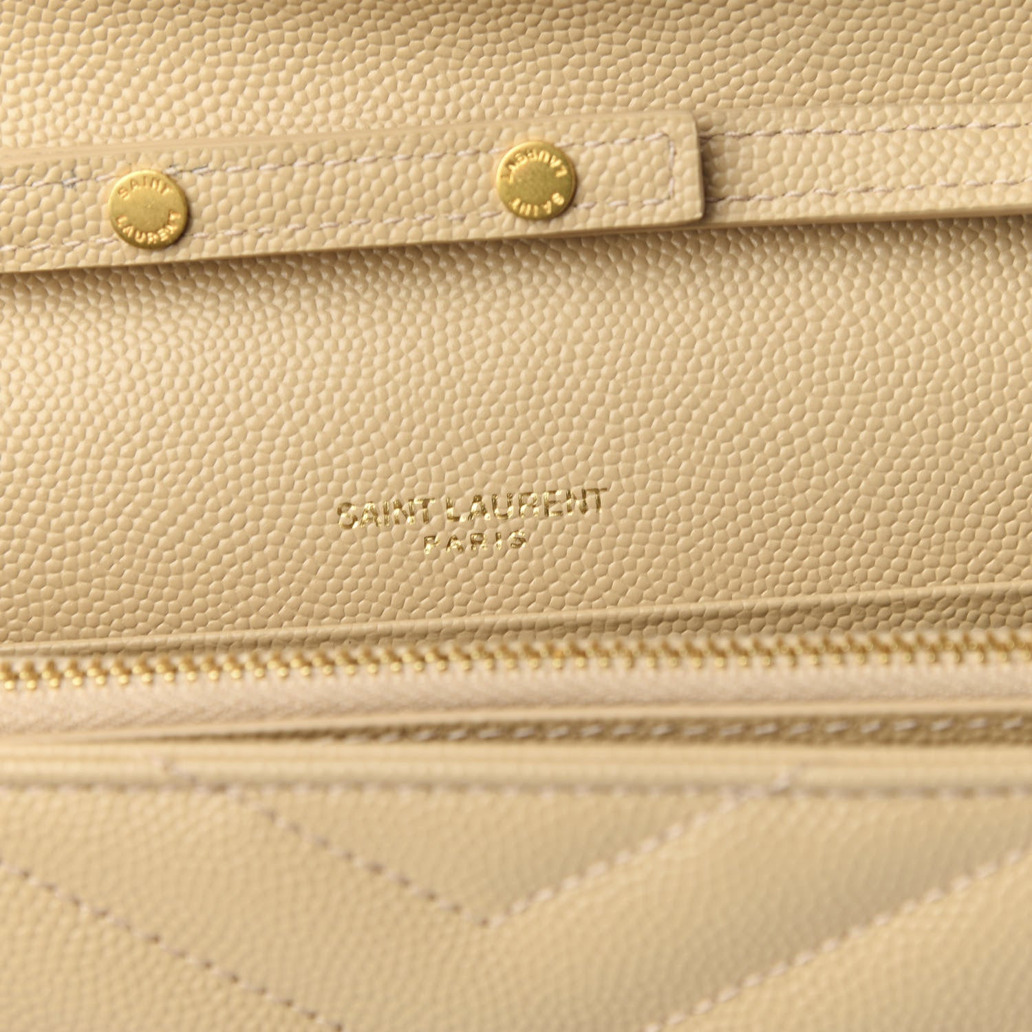Saint Laurent Grain De Poudre Matelasse Chevron Monogram Chain Wallet Nude Powder 7 of 9