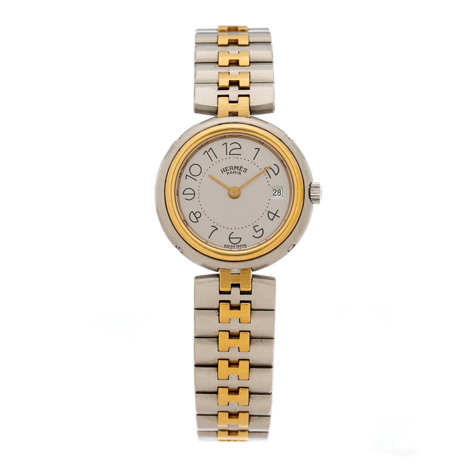 Hermes Stainless Steel 25mm Clipper Quartz Watch Gold 1 of 2