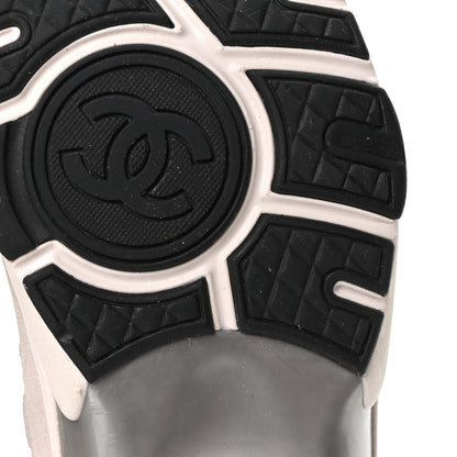 Chanel Mesh Suede Calfskin Grained Calfskin Womens CC Sneakers 37.5 Grey White 7 of 10