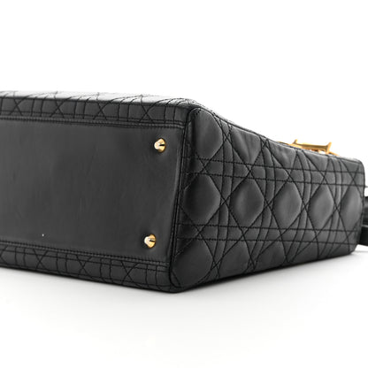 Christian Dior Lambskin Cannage Medium Lady Dior Black 10 of 19