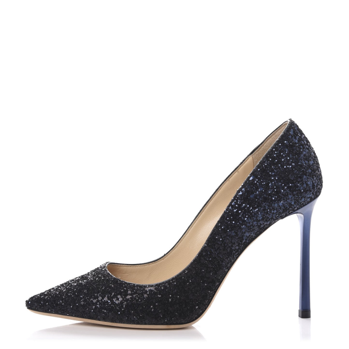 Coarse Glitter Pointy Toe Romy 85 Pumps 37 Navy
