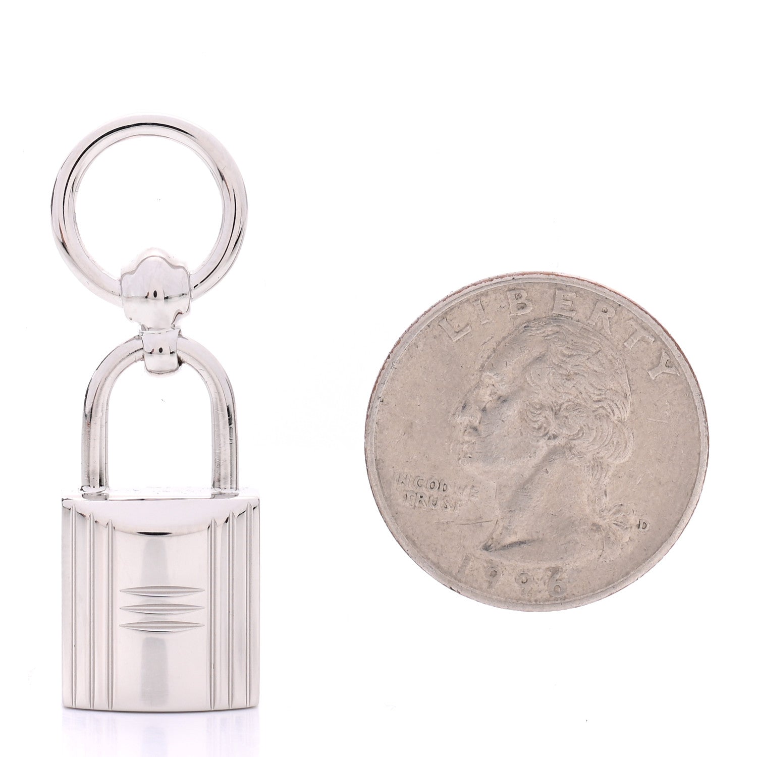 Hermes Palladium Mini Loop Charms Cadenas Scarf Ring Silver 2 of 4