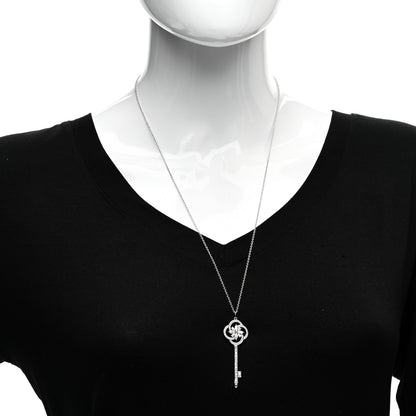 Tiffany Platinum 18K White Gold Diamond Victoria Cluster Key Pendant Necklace 2 of 5
