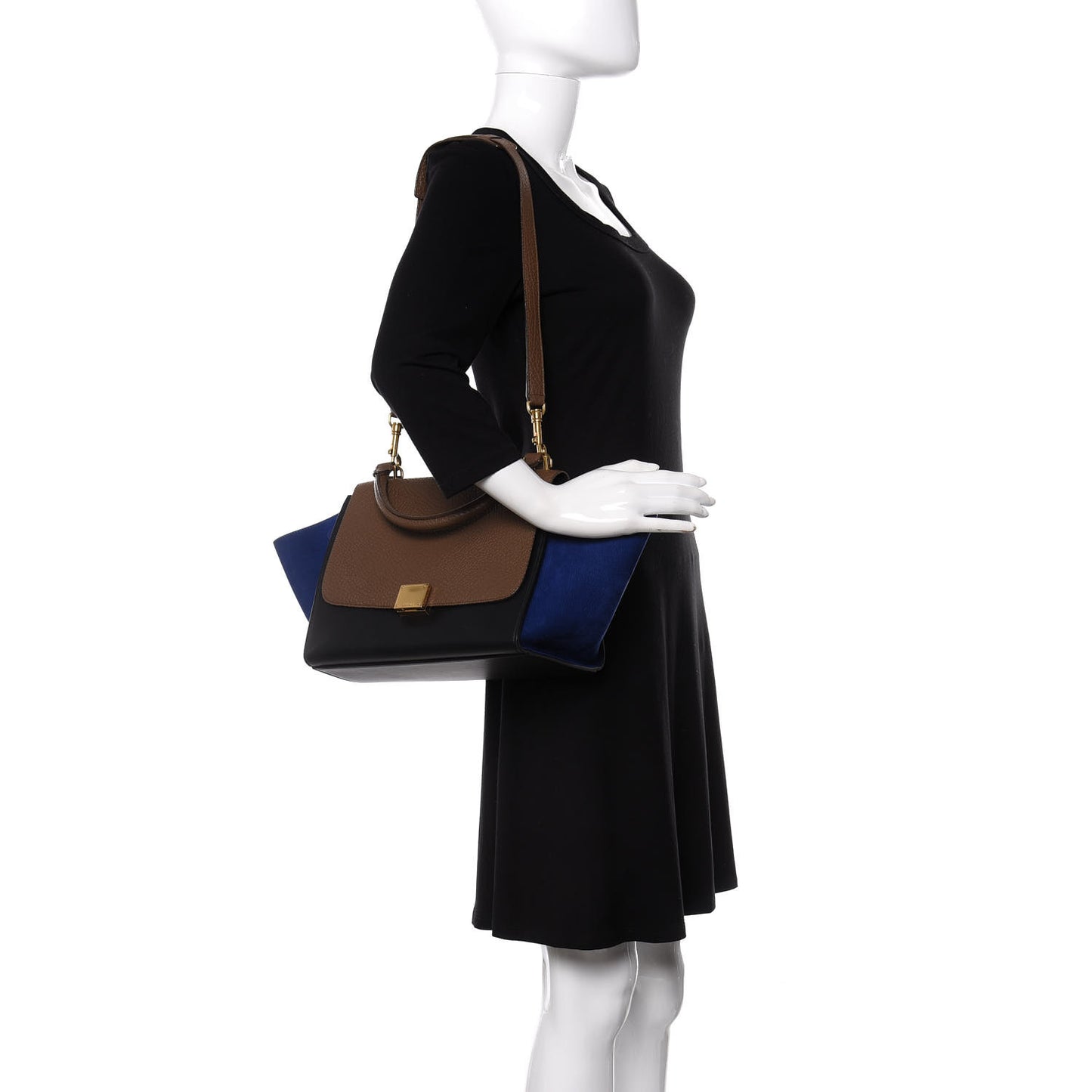 Bullhide Calfskin Nubuck Small Tri-Color Trapeze Coffee