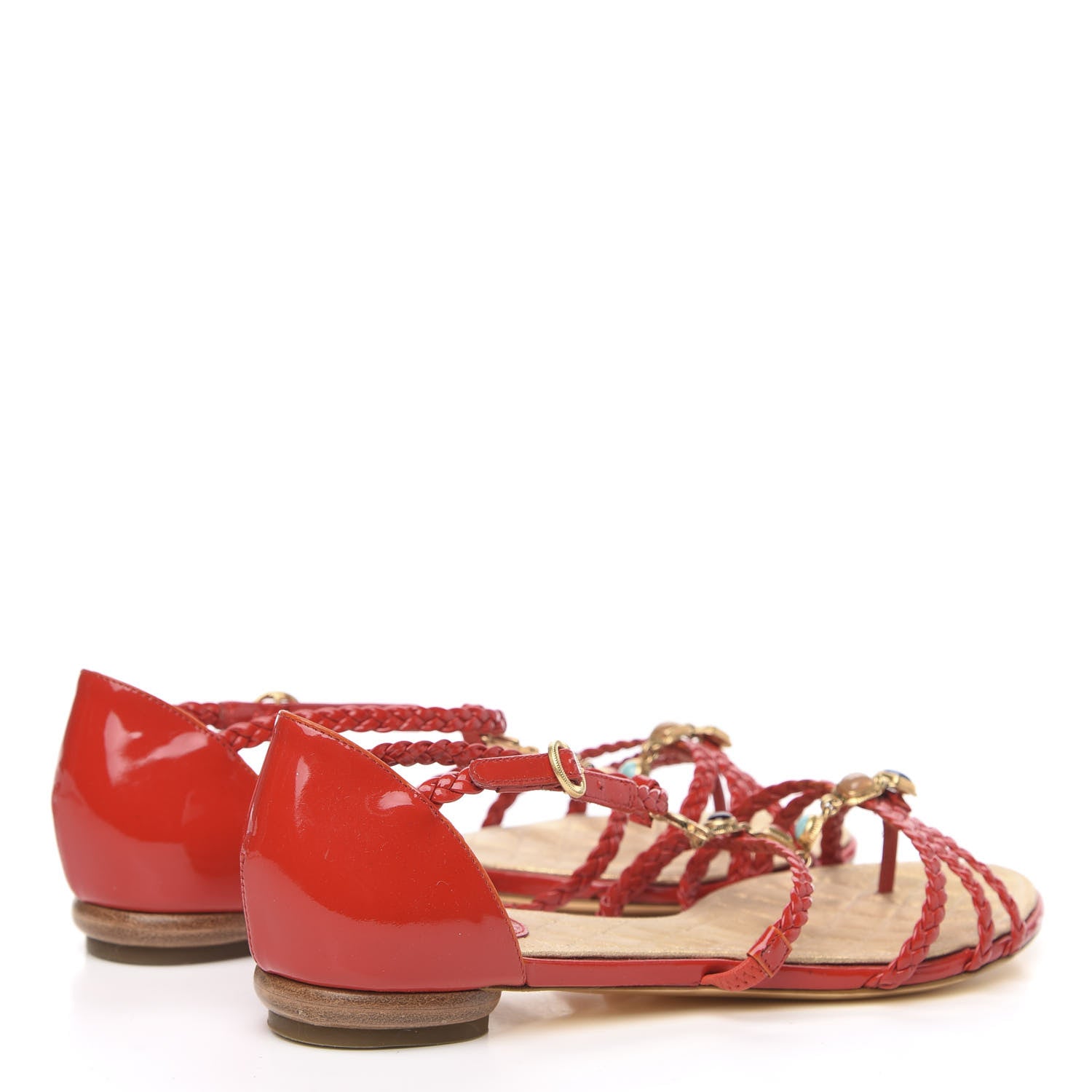 Chanel Patent Rope CC Sandal 36.5 Red 4 of 9