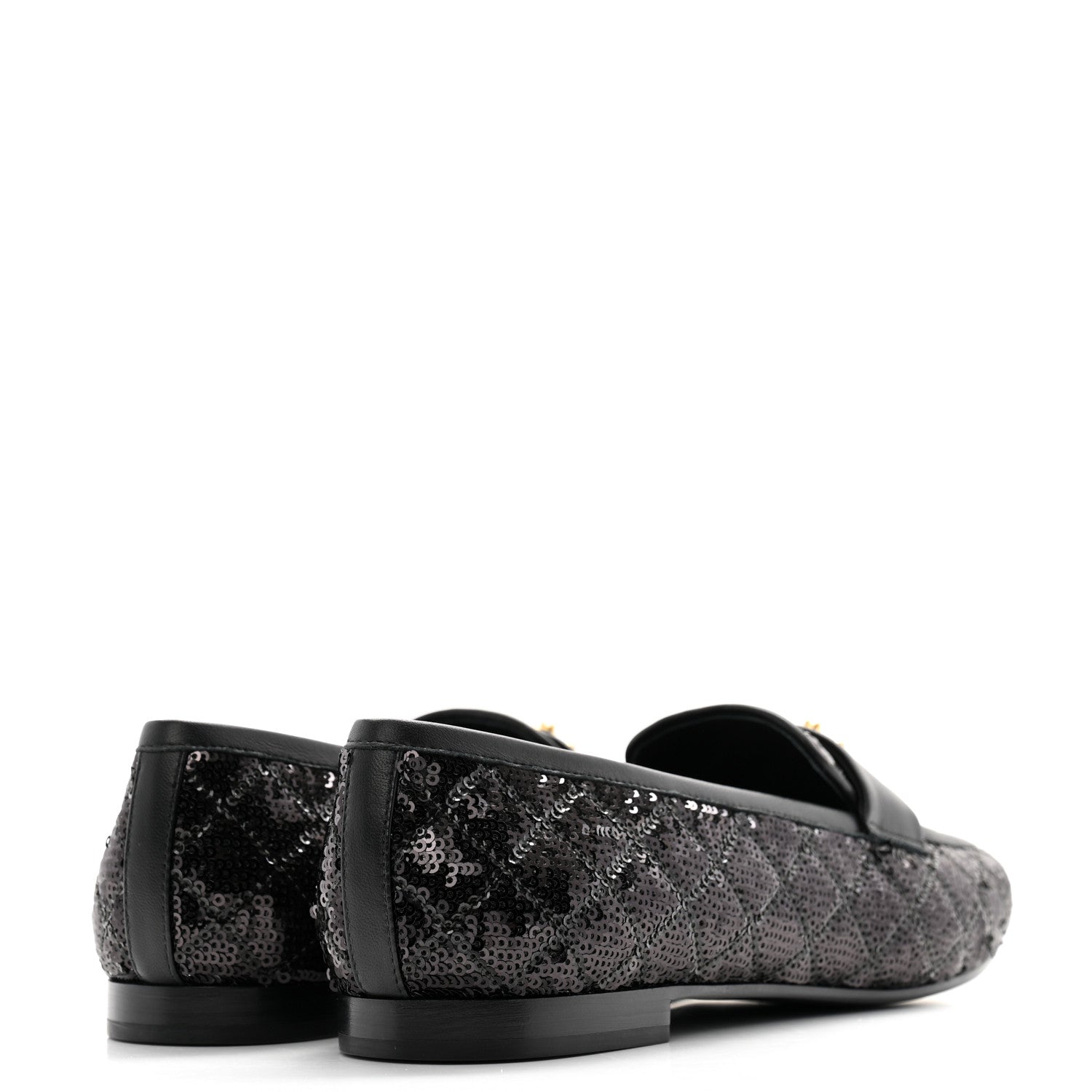 Chanel Sequin Lambskin Quilted CC Loafers 38.5 Black 4 of 9