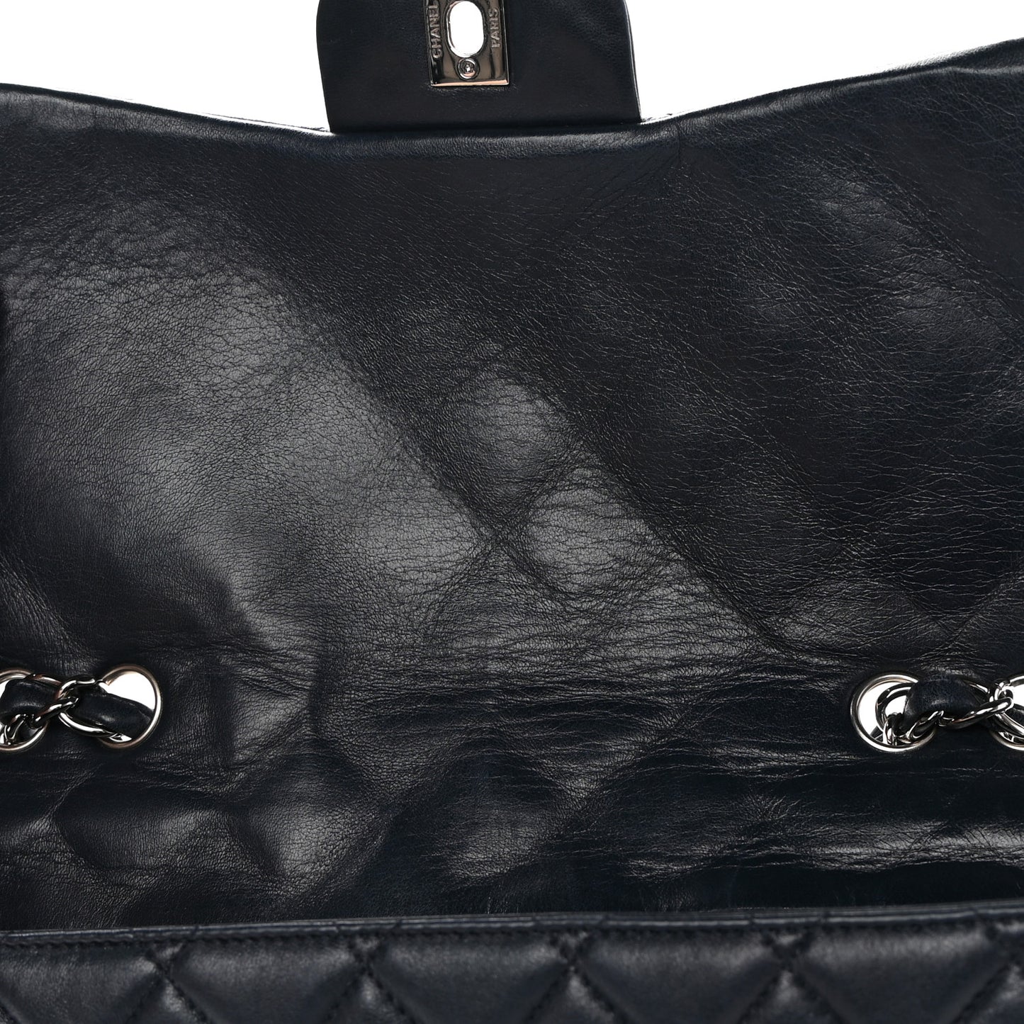 Lambskin Quilted Jumbo Single Flap Navy