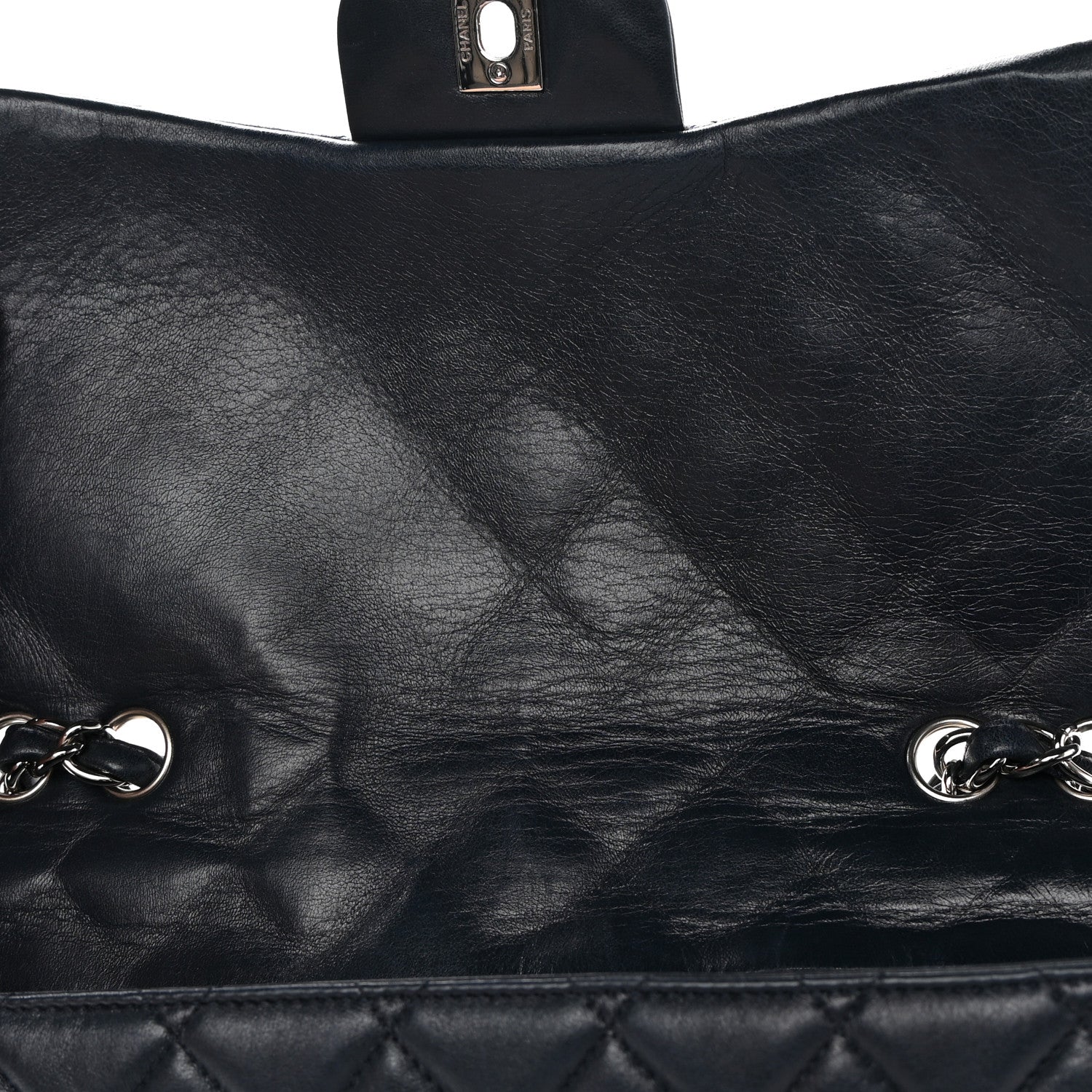 Chanel Lambskin Quilted Jumbo Single Flap Navy 10 of 11