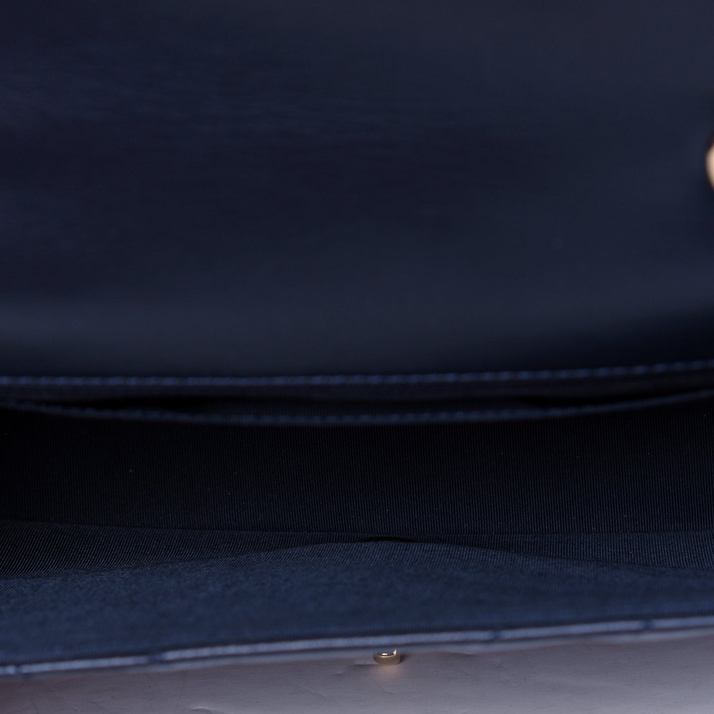 Calfskin Chevron Quilted Medium Statement Flap Navy Blue