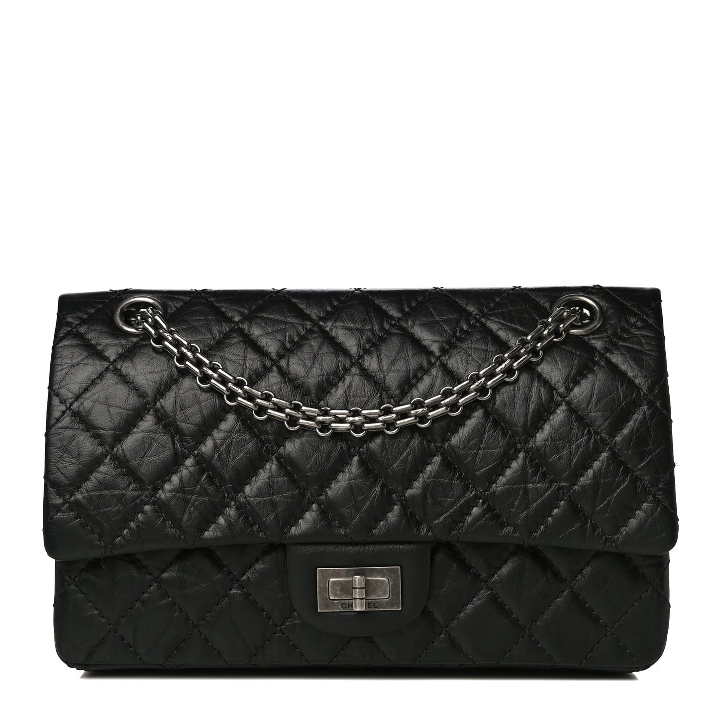 Aged Calfskin Quilted 2.55 Reissue 225 Flap Black