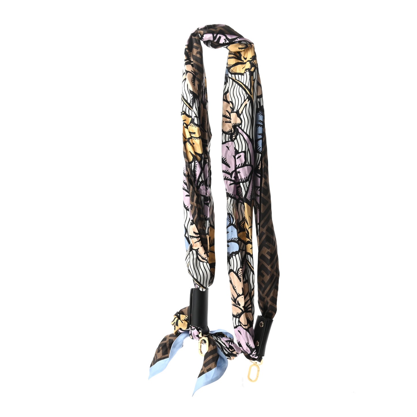X JOSHUA VIDES Silk Calfskin FF Strap You Brown Multicolor