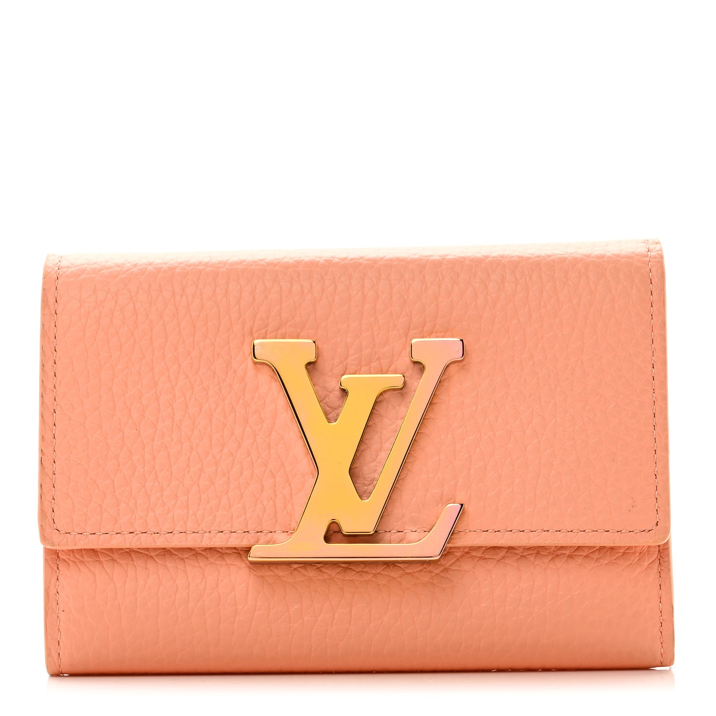 Taurillon Capucines Compact Maxi Wallet Apricot Orange