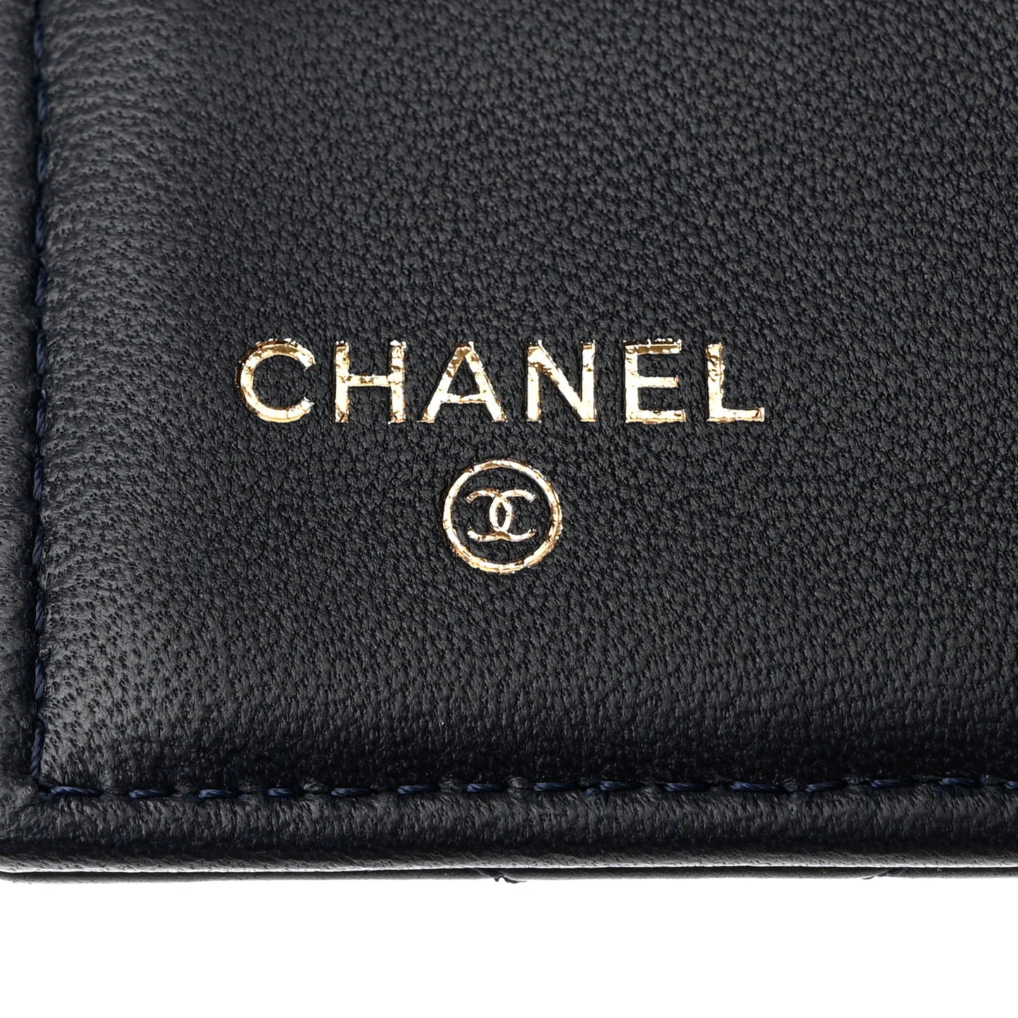 Lambskin Quilted Large Flap Wallet Navy