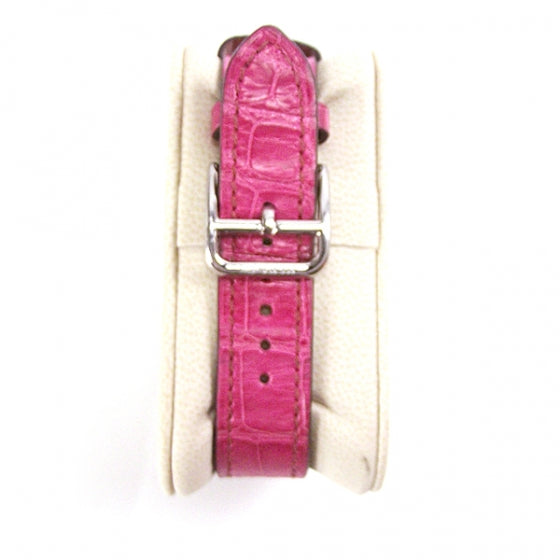 Stainless Steel Alligator Diamond Bezel Mother of Pearl 21mm Heure H Hour Quartz Watch Framboise
