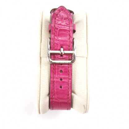 Hermes Stainless Steel Alligator Diamond Bezel Mother of Pearl 21mm Heure H Hour Quartz Watch Framboise 3 of 9