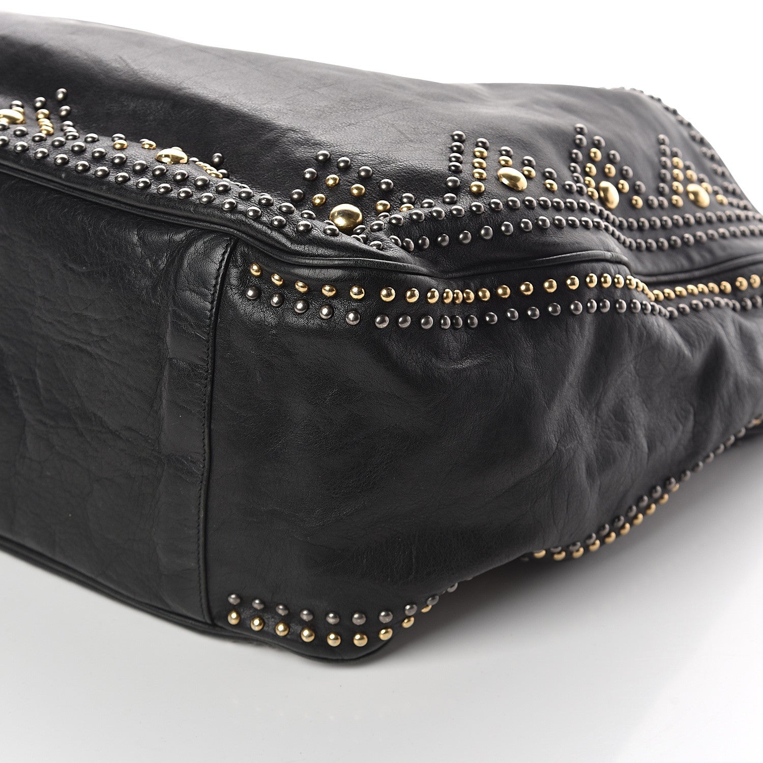 Saint Laurent Calfskin Studded Roady Hobo Black 8 of 8