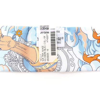 Hermes Silk Sur Mon Nuage Twilly Creme Bleu Ciel Orange 3 of 4