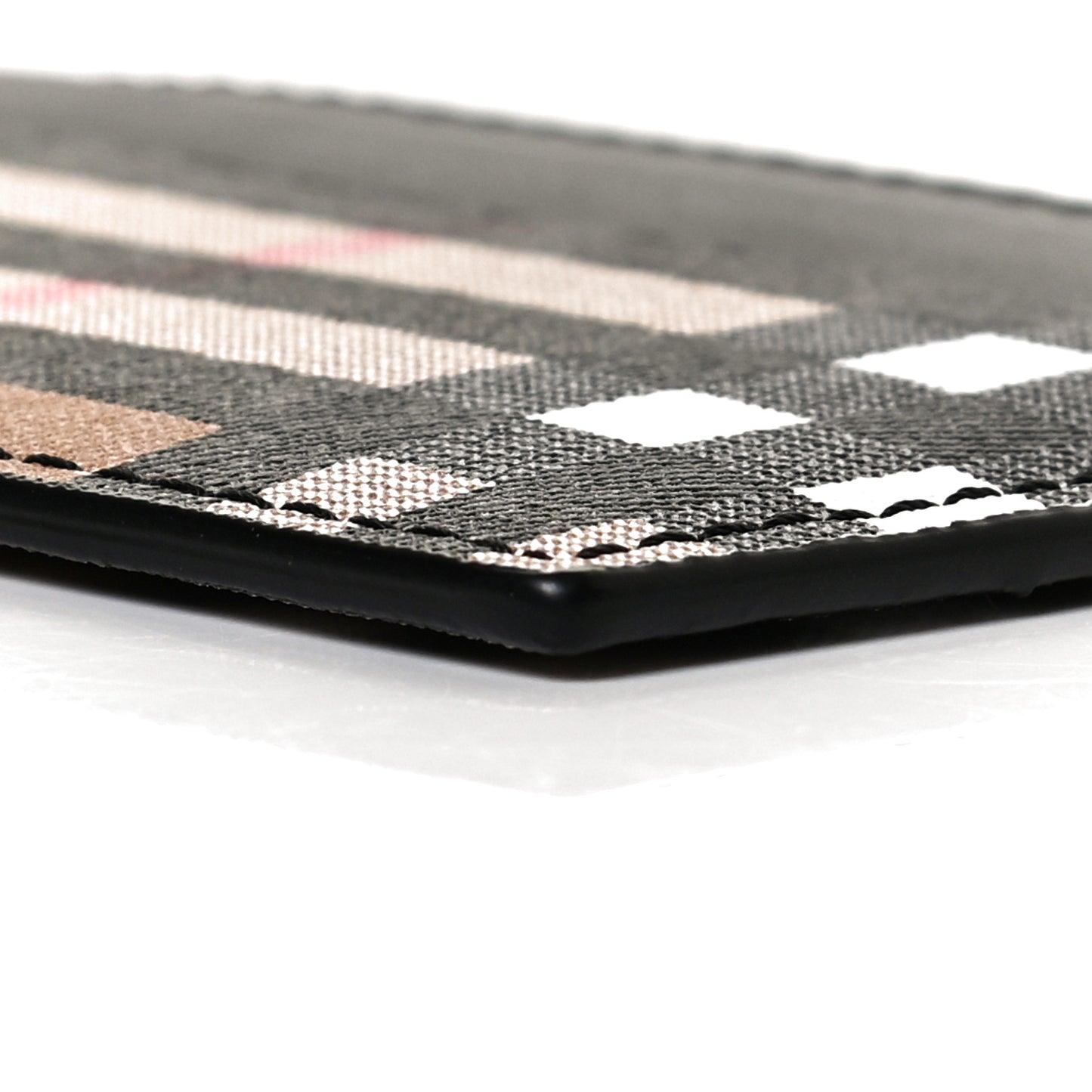 Vintage Check Calfskin Card Case Black