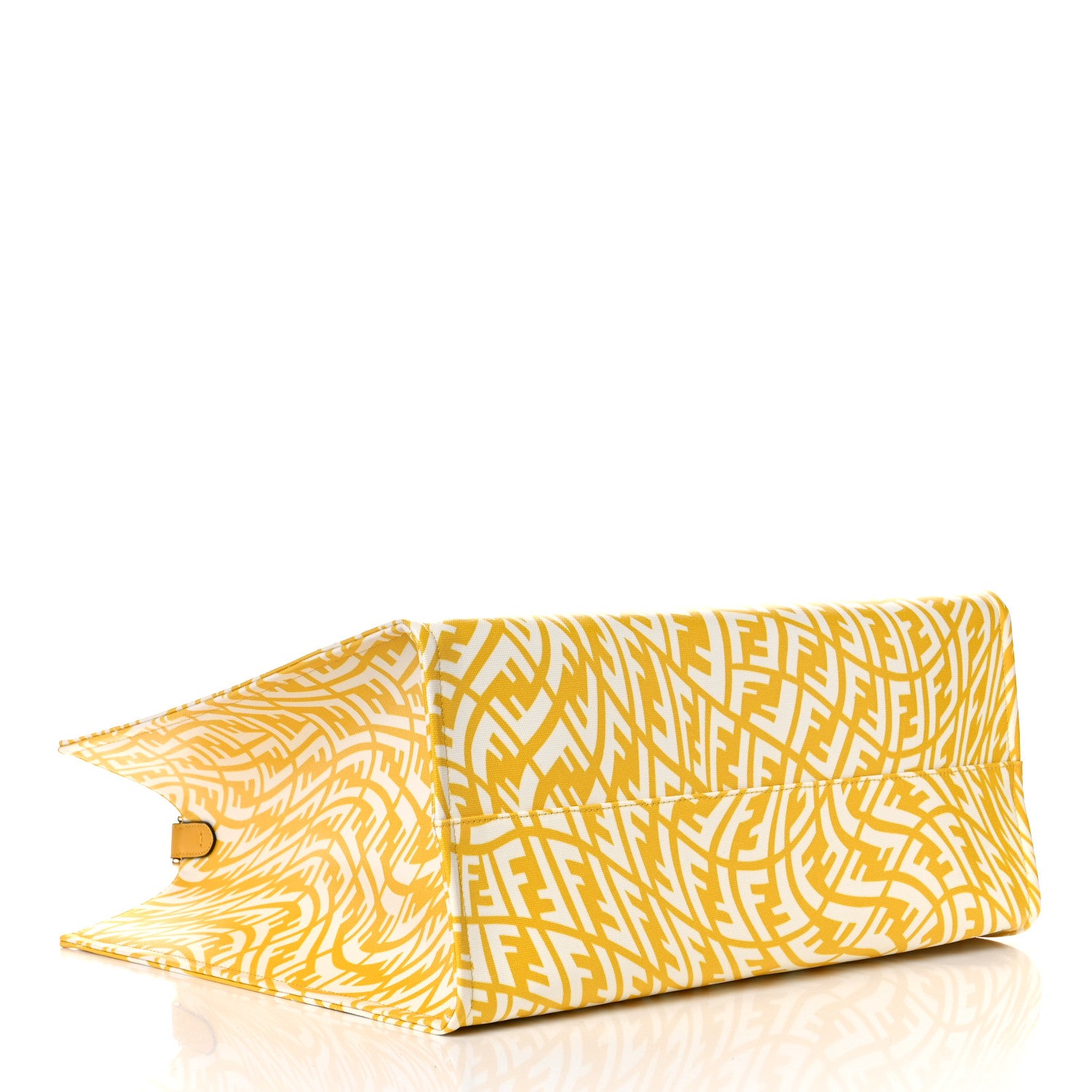 Fendi X SARAH COLEMAN Glazed Canvas Vitello King FF Vertigo Shopping Tote Bag Mimosa White 4 of 8