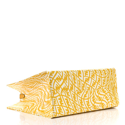 Fendi X SARAH COLEMAN Glazed Canvas Vitello King FF Vertigo Shopping Tote Bag Mimosa White 4 of 8