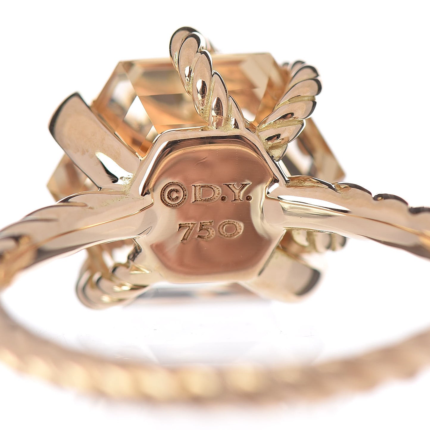 18K Yellow Gold Champagne Citrine Diamond 10mm Cable Wrap Ring 52 6