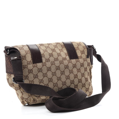 Gucci Monogram Small Double Buckle Flap Messenger Bag Beige Dark Brown 3 of 13
