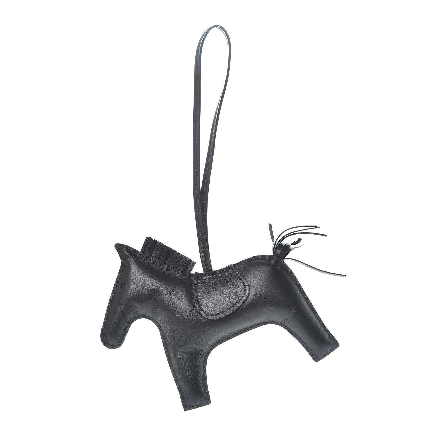 Hermes Milo Lambskin Grigri Rodeo Horse Bag Charm GM So Black 1 of 5
