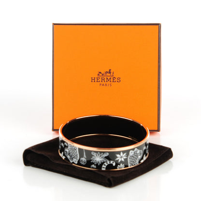 Hermes Enamel Printed Wide Les Léopards Bracelet 70 Black 6 of 6