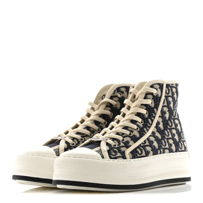 Christian Dior Canvas Oblique Walk'N'Dior Platform High Top Sneakers 38 Deep Blue 4 of 12
