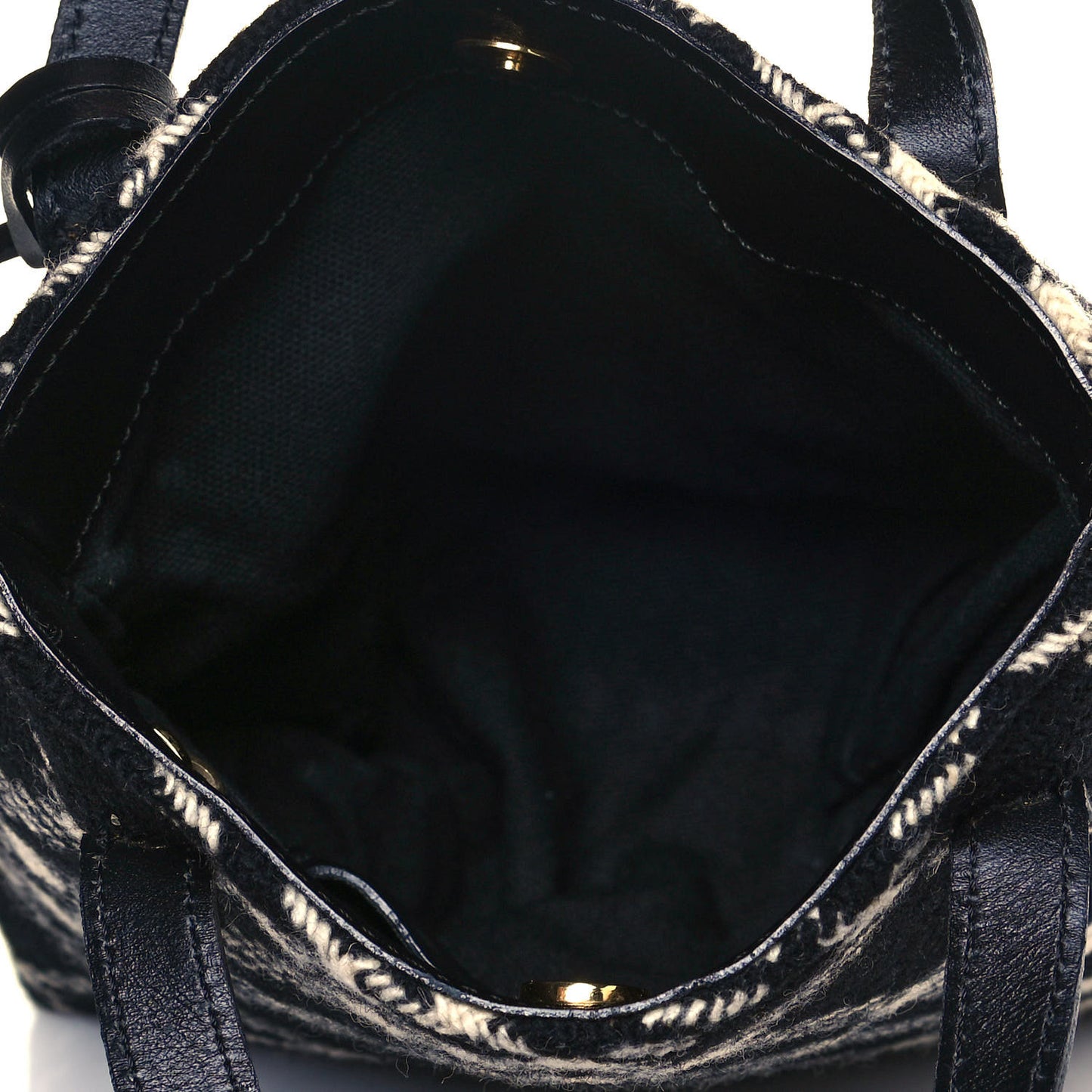 Wool Plaid Check Tote Black