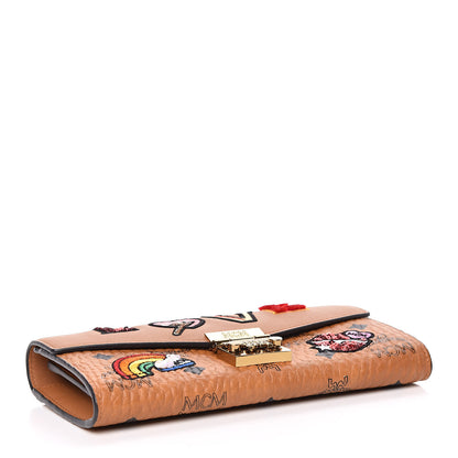 MCM Visetos Large Patricia Love Patch Wallet On Chain Cognac 4 of 10
