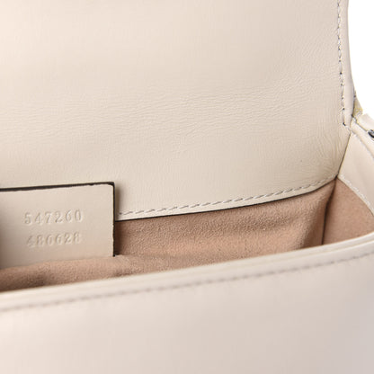 Gucci Calfskin Matelasse Mini GG Marmont Top Handle Shoulder Bag White 9 of 10