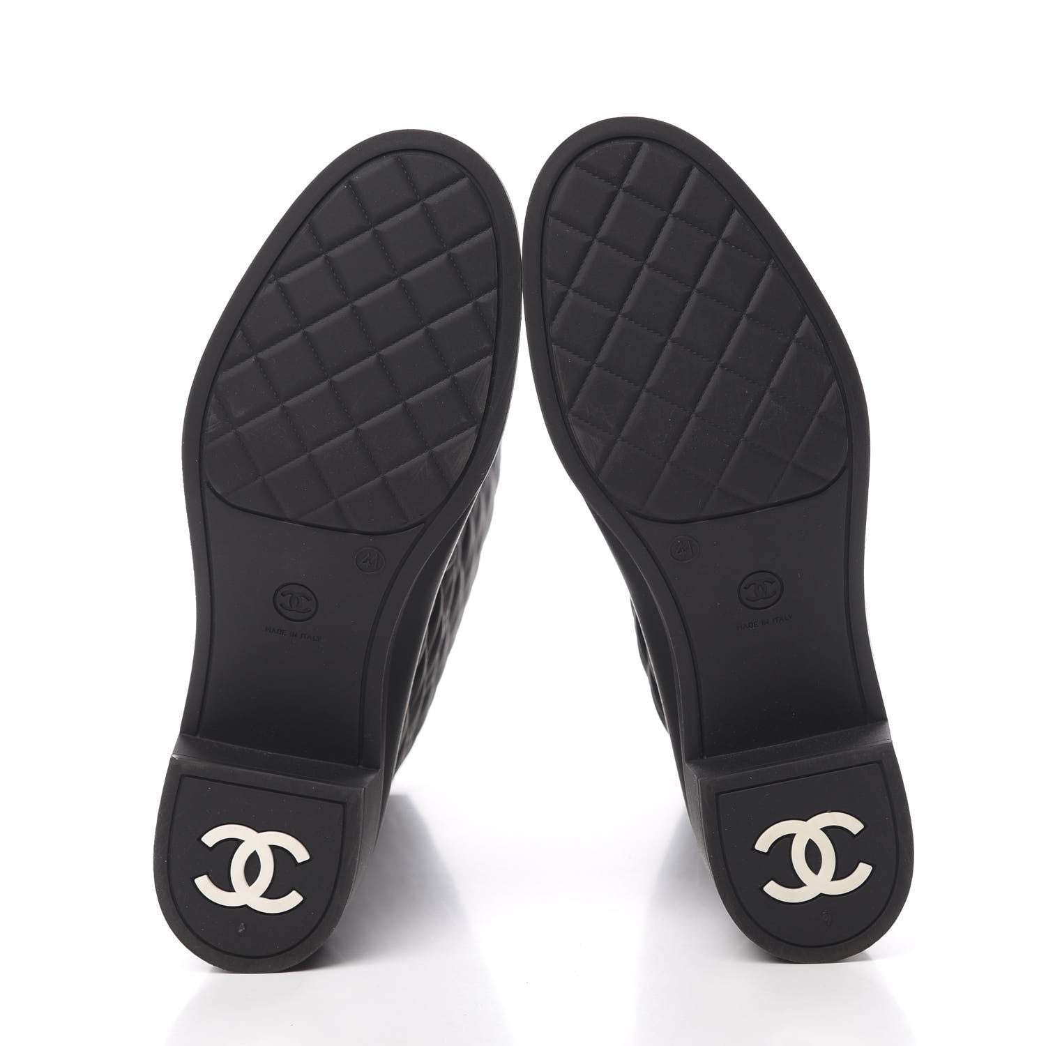 Chanel Rubber Quilted Rain Boots 41 Black 6 of 8