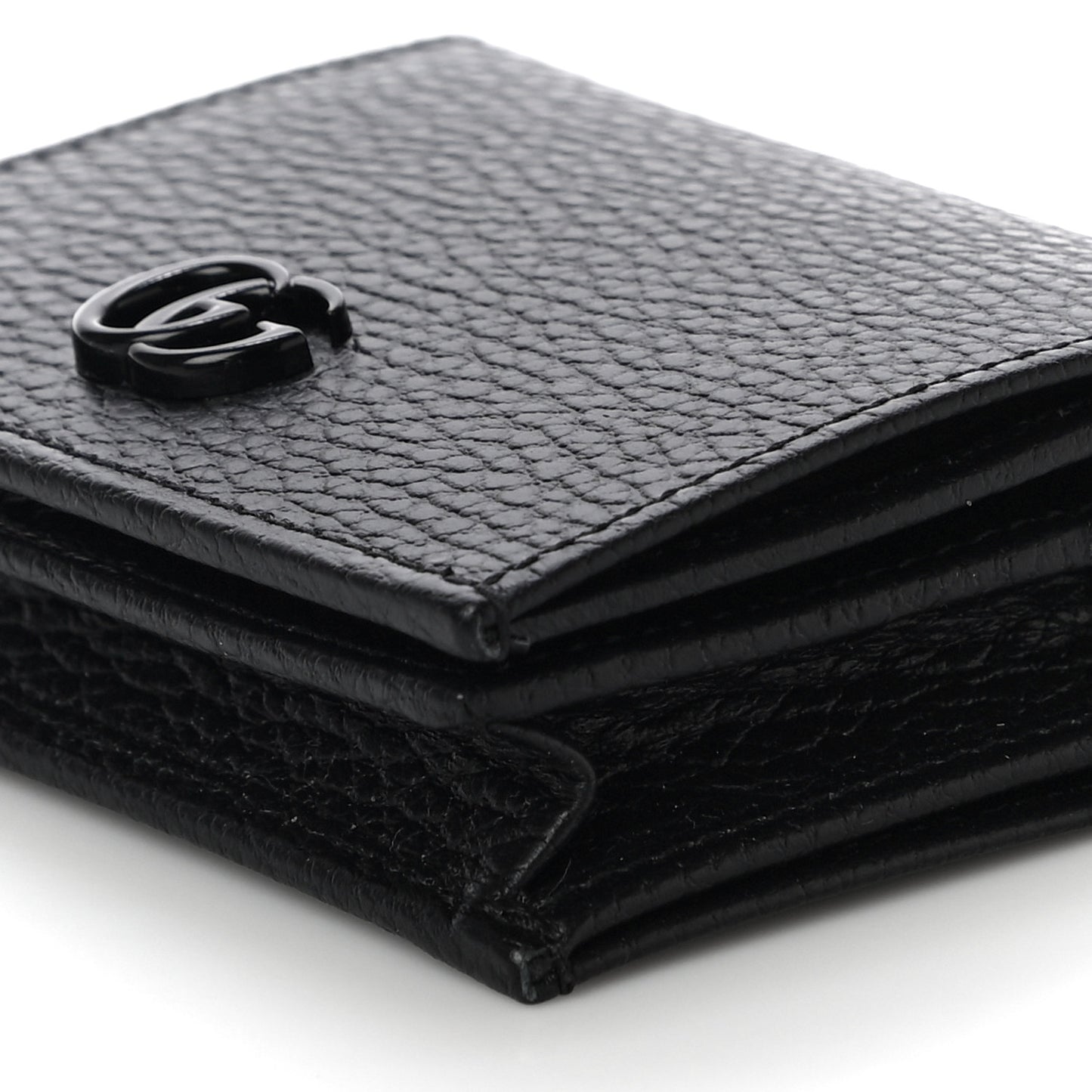 Dollar Calfskin Enamel Monochrome GG Marmont Card Case Black