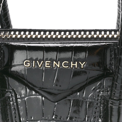 Givenchy Calfskin Crocodile Embossed Mini Antigona Black 8 of 11