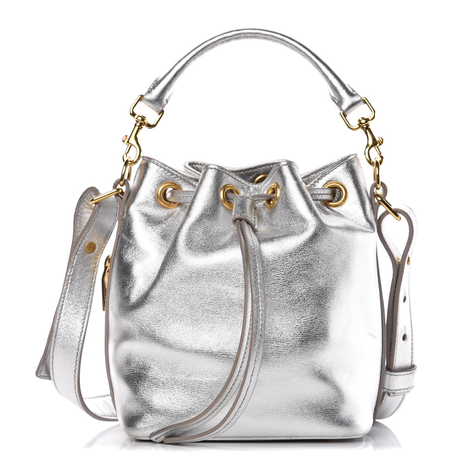 Saint Laurent Metallic Calfskin Small Emmanuelle Bucket Bag Silver 1 of 15