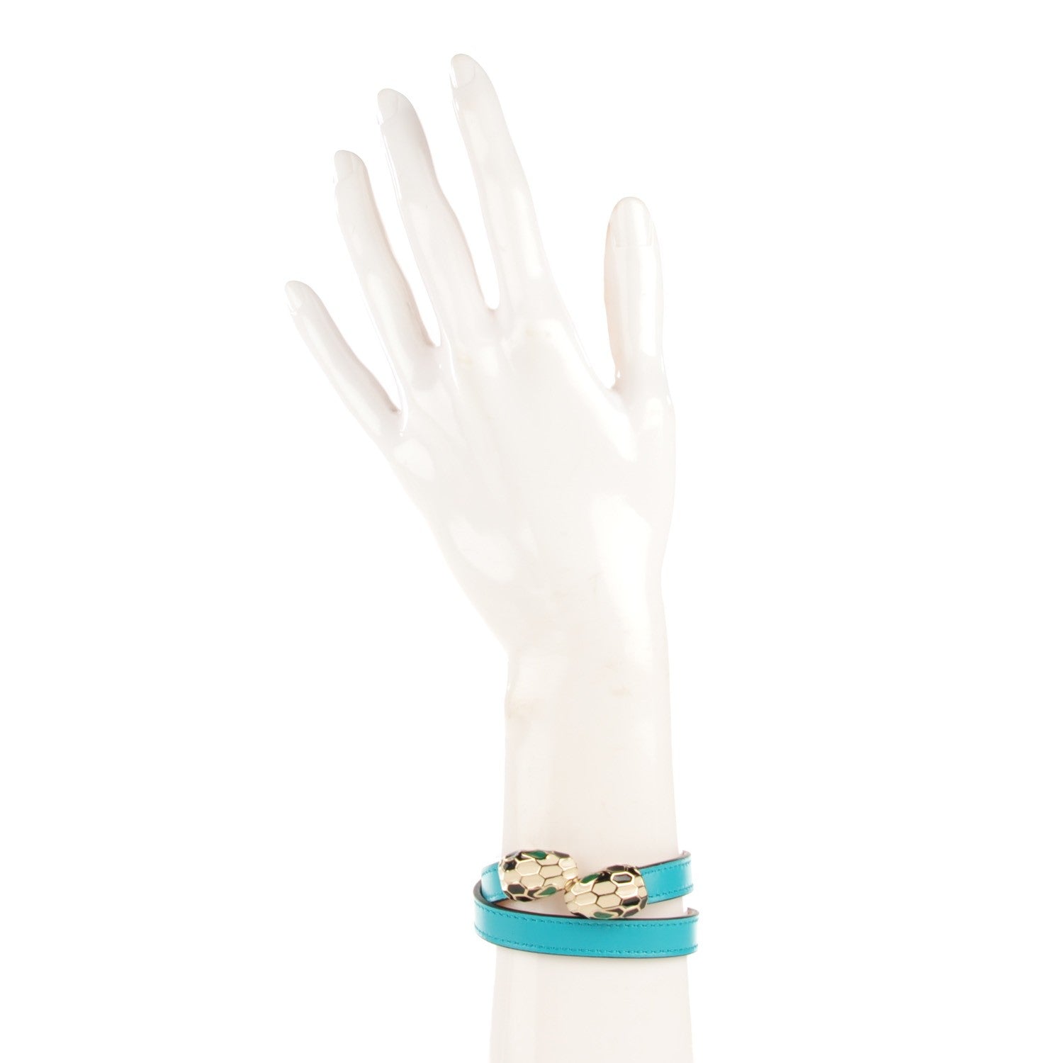 Bulgari Calfskin Serpenti Forever Multi-coiled Bracelet M Aquarelle Turquoise 4 of 13