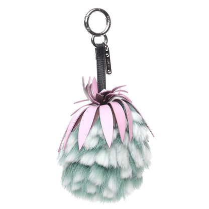 Fendi Fox Rabbit Fur Nappa Pineapple Bag Charm Green 1 of 3