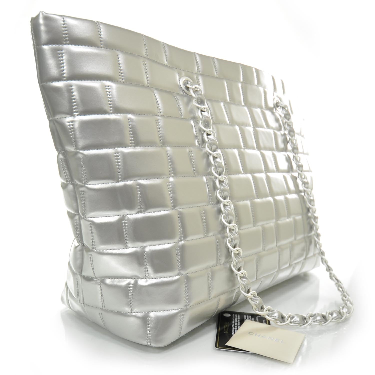 Chanel Vinyl Quilted Large Frozen Tote Silver 2 of 11