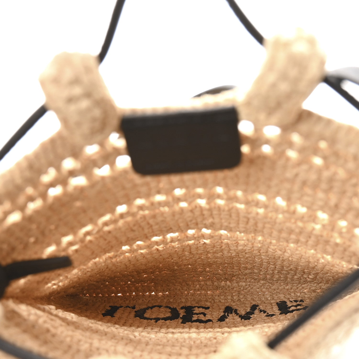 Loewe Raffia Logo Drawstring Pocket Crossbody Natural Black 5 of 10